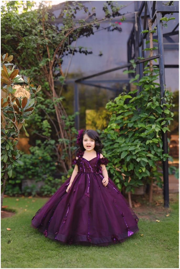 Tulle Princess Gown in plum image 2