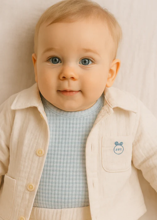 BABY BOY 3-PIECE COTTON MUSLIN OUTFIT SET SHIRT,JACKET& TROUSER image 2