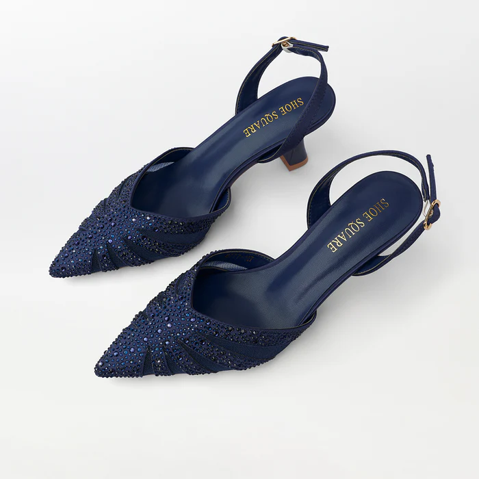 Embellished Stripe Slingback Sandal Heels image 1