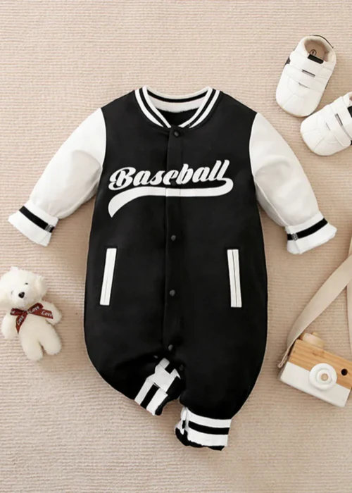 Baseball Sports Style Baby Romper (Newborn Boy) image 1