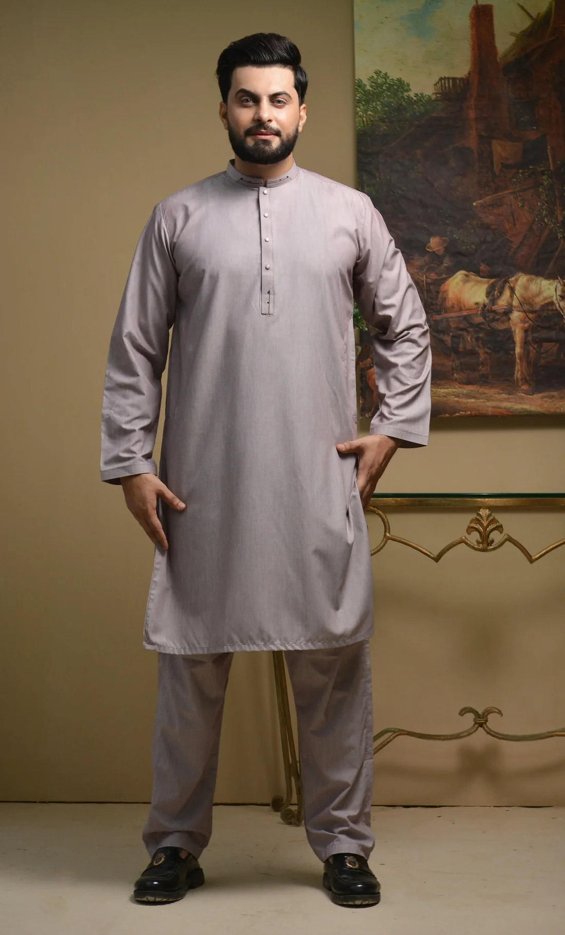 DOUBLE SHADED KURTA PAJAMA WITH DESIGN image 1