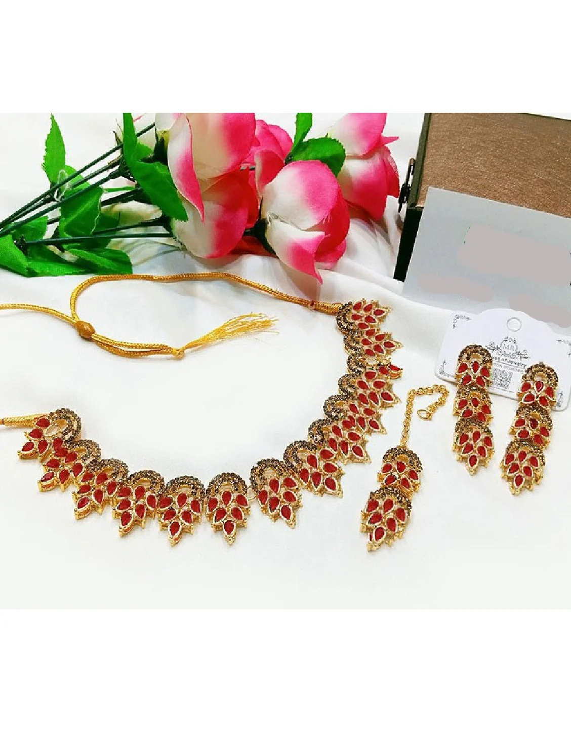 Indian Style Zircon Studded Party Wear Jewellery Set image 1