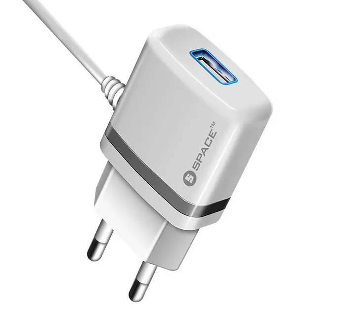 Space Micro USB Cable 2.4A Wall Charger image 1