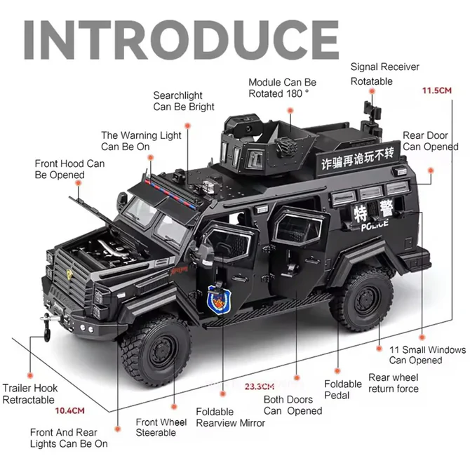 Diecast Swordtooth Tiger Police Jeep 1:24 Scale image 1