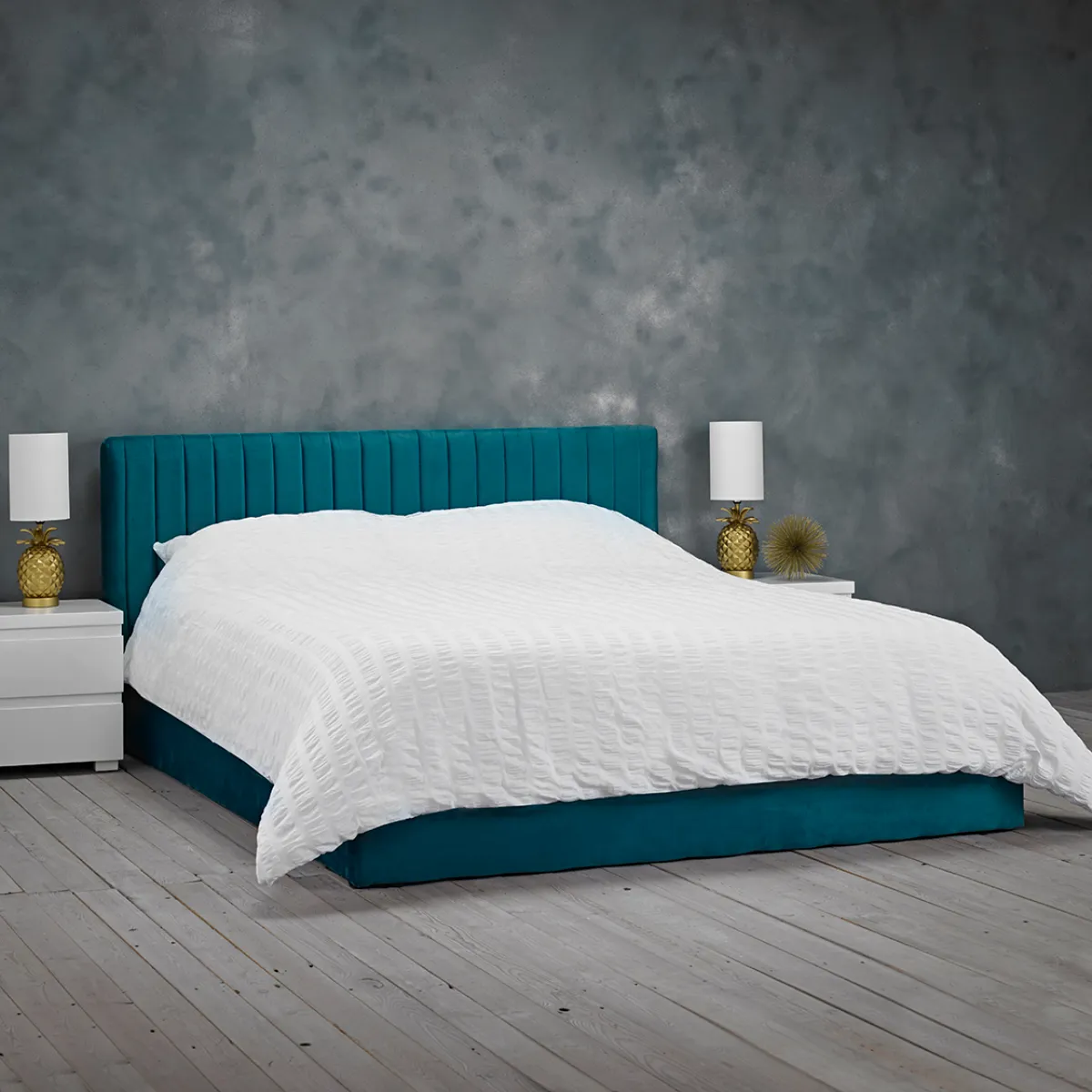 Berlin Teal Velvet Bed image 1