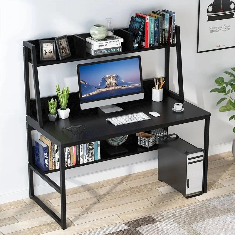Modern Wooden Computer Desk Metal Frame Tables image 1